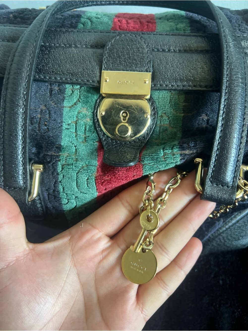 Gucci Guccissima Velvet Mini Boston Bag Gold - Picture 6 of 11